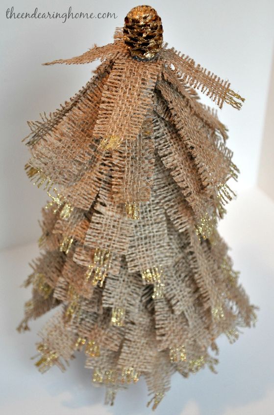 glitter and gold burlap tree, crafts, seasonal holiday decor