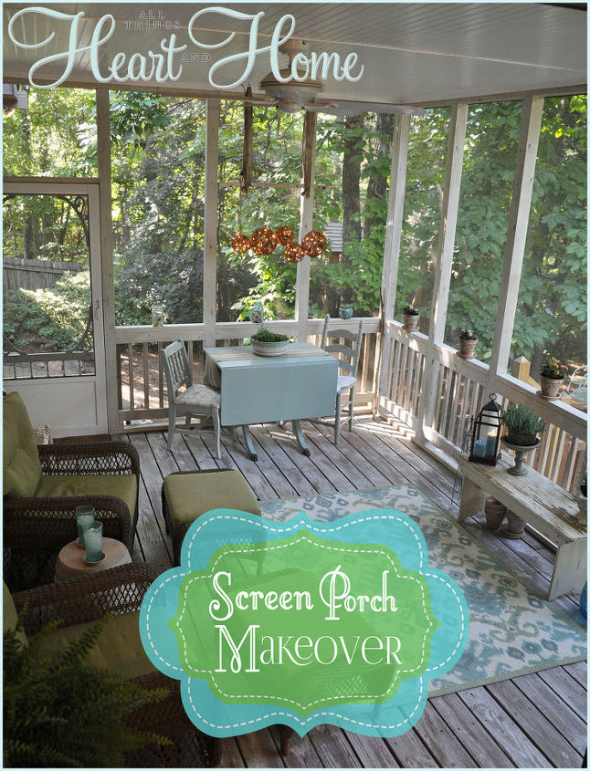 screen porch makeover, outdoor living, porches, I gave our screen porch a budget friendly makeover