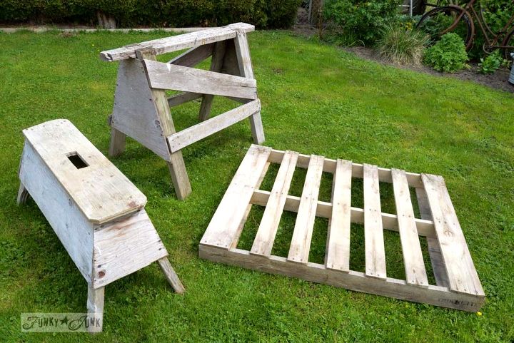 make an instant pallet and sawhorse diy lounger in 5 minutes, outdoor furniture, outdoor living, painted furniture, pallet, repurposing upcycling, woodworking projects