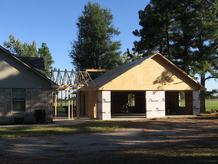 garage and office addition, garages, home improvement, home office, Framing is almost complete