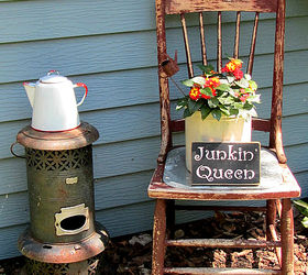 take a seat outside, gardening, outdoor furniture, outdoor living, painted furniture, You can even set up a fun vignette with an old chair