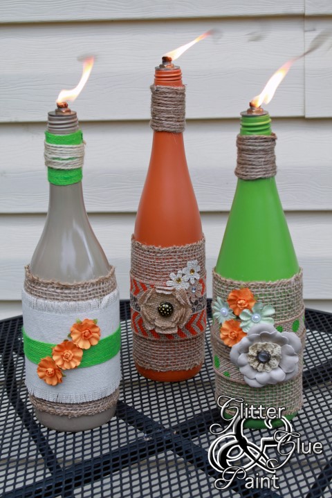 best of 2013, crafts, Making torches for the tiki wine bottles