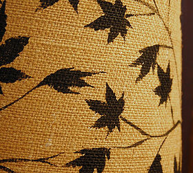 stenciled lamp shade make over, crafts, home decor, lighting, Japanese Maples Leaves stenciled Lamp Shade