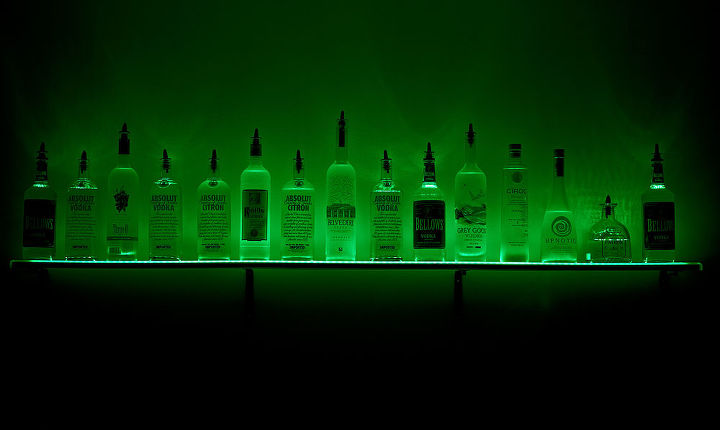 led lighted wall mounted liquor shelves bottle display, WALL LIQUOR SHELVES