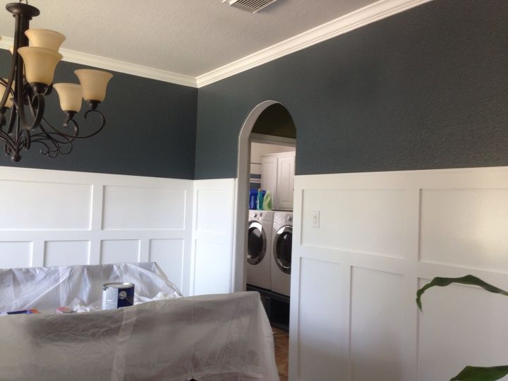 to update a boring dinning room, living room ideas, paint colors, painting, wall decor, Paintef the walls over the weekend