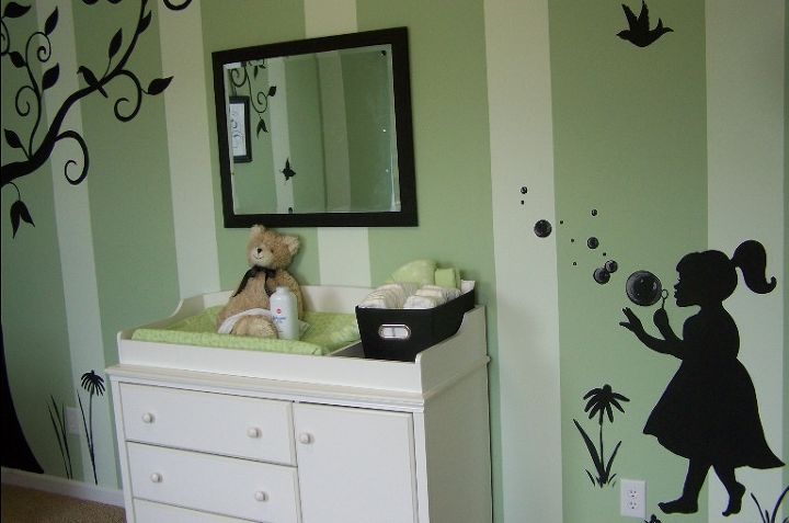 this is an example of one of my tree decals with flowers, home decor, wall decor, The nursery where I painted the tree and other silhouettes that are now available as decals