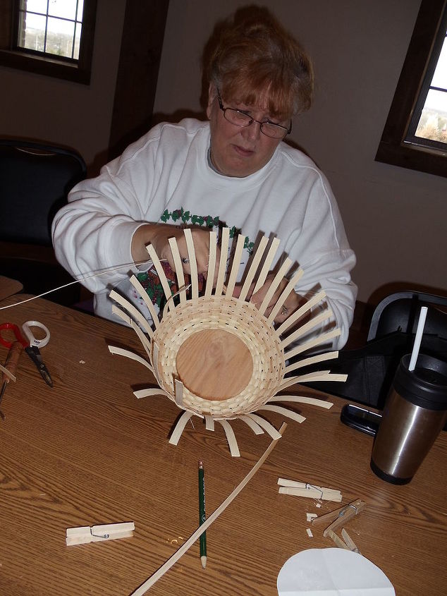 basket weaving class i took and basket i made 11 3 12, crafts, Me working again