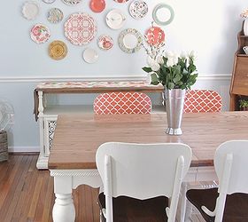 annie sloan chalk paint chair makeover, chalk paint, painted furniture, The orange in the chairs really pulls out the colors in the Plastic Plate wall