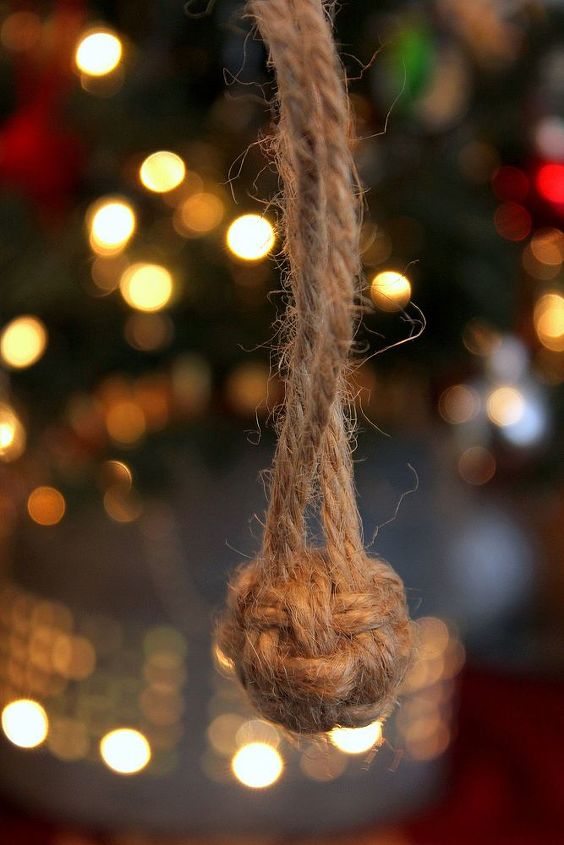 the man tree, christmas decorations, seasonal holiday decor, Tiny twine Globe Knot Bulb