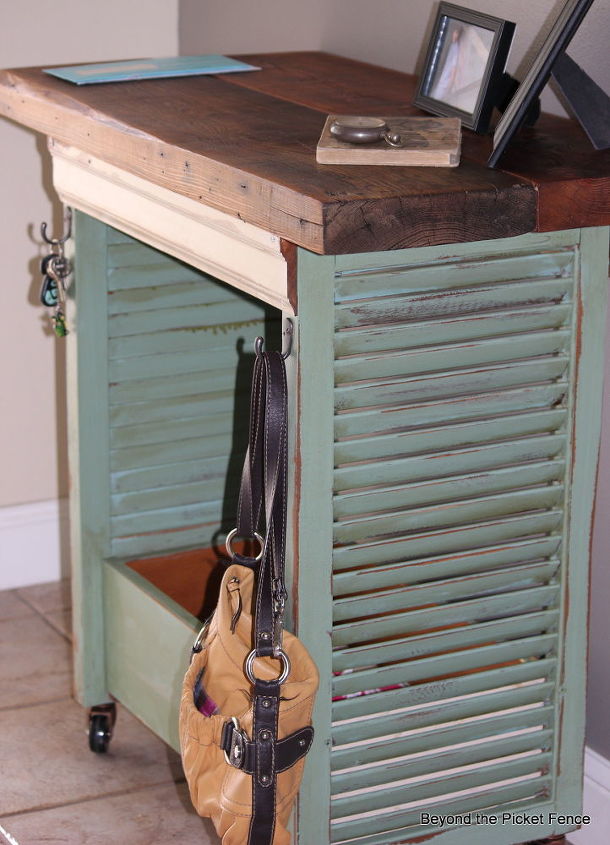 shutter island, diy, kitchen design, kitchen island, painted furniture, repurposing upcycling, woodworking projects, It also works well in the entry