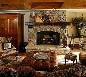 real stone fireplace should it stay or should it go i can t decide, fireplaces mantels, home decor, living room ideas, I found this picture on Houzz com and I love the updated stone and mantel Can I add a mantel and get close to this look Should I color the stone in the tan family So confused