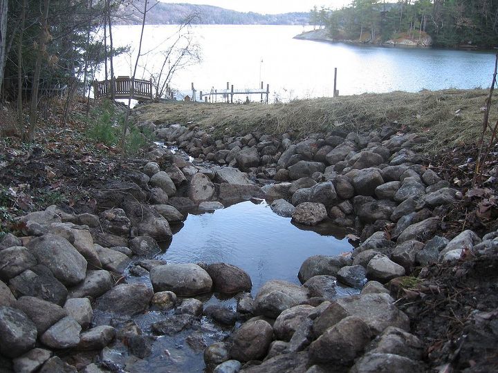stream bank restoration, outdoor living, ponds water features