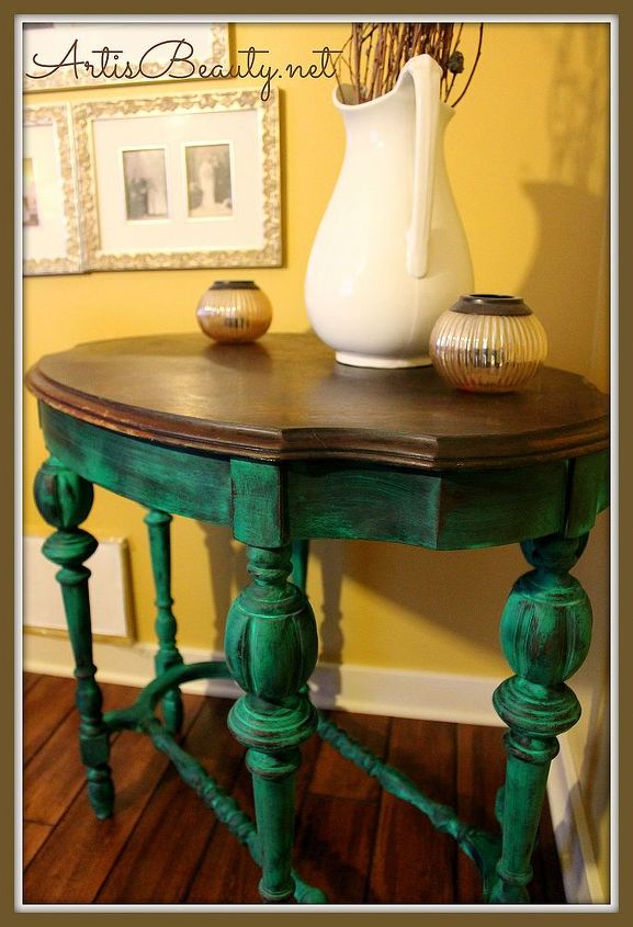 emerald isle parlor table makeover, home decor, painted furniture