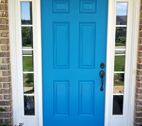 i love color and nothing says fun like a bright blue front door, doors, flowers, A little closer