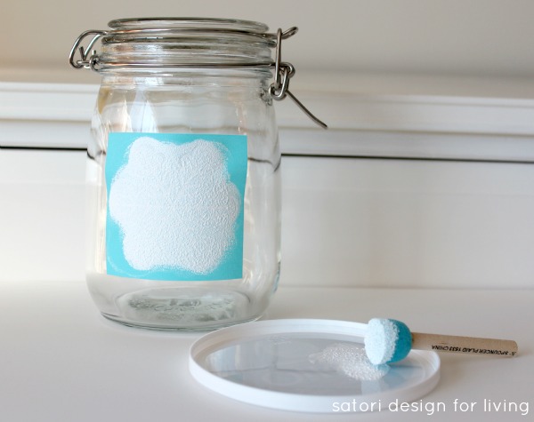 diy snowflake glass canisters, crafts, seasonal holiday decor, Use glass paint a ready made stencil and a pouncer to dress up simple canisters