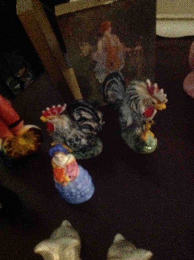 salt and pepper jackpot i need your help ht ers anyone know pottery, repurposing upcycling, More Japan salt and pepper Lonely little lady and gorgeous roosters Behind is beautiful book ends from Germany