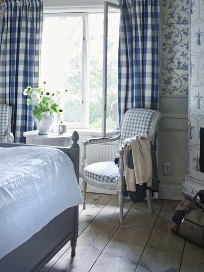 getting gingham check and plaid glamor, home decor, These gingham and check chair covers and curtains add to the French country decor in this bedroom