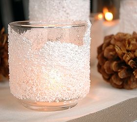 diy snow drift candle holders, crafts, decoupage, seasonal holiday decor, Once dry add a tealight candle inside the glass for a beautiful glow