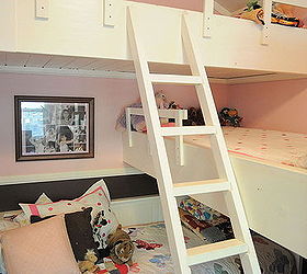 girls room triple bunk bed, bedroom ideas, diy, home decor, painted furniture