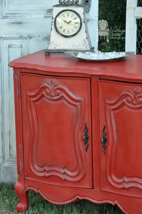 painted french buffet in cerise, painted furniture, Maison Blanche Vintage Cerise and Le Dirt