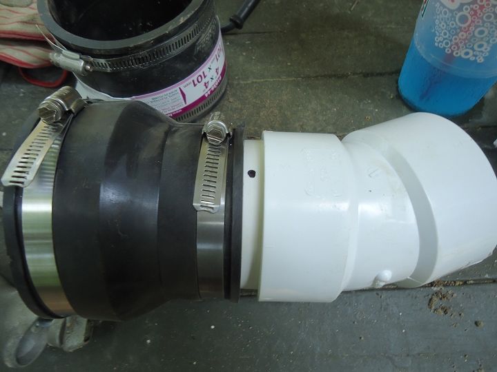 video repairing a clay drain pipe, fernco and pvc