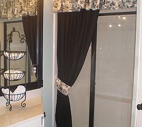 spray paint bathroom fixutres yes, bathroom ideas, home decor, painting, After sewed up curtains to go around shower