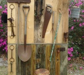 recycled wood making a old barn door display, doors, outdoor living, repurposing upcycling, woodworking projects, old barn door made to look like dutch door to display antiques