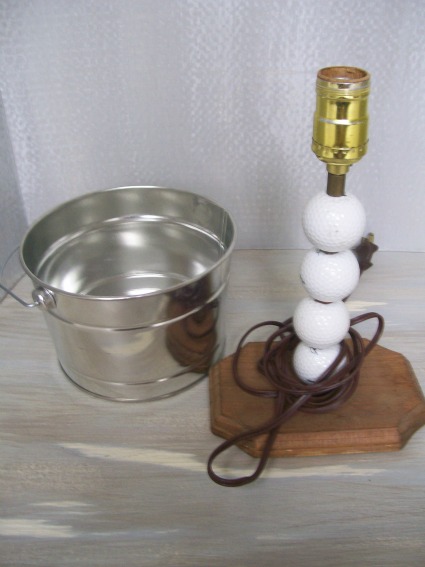 diy tin bucket to lampshade, lighting, repurposing upcycling, Replacing the shade with a bucket in a more proportionate size