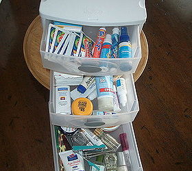 organizing tips for the bathroom, bathroom ideas, organizing, Metropolitan Organizing NC Small plastic stacks of drawers are perfect for organizing cosmetic related clutter Try one under the bathroom sink for various assorted items
