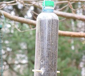 thistle bird feeder, gardening, A long skinny bottle is perfect See the holes