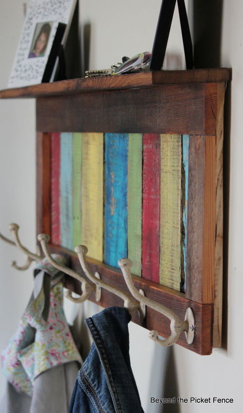 reclaimed pallet wood coat hook and shelf, pallet, shelving ideas, woodworking projects