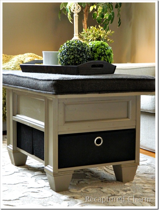 coffee table with storage, cleaning tips, painted furniture, Extra storage in the form of canvas boxes at the bottom