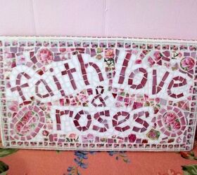 shabby chic rose mosaics, home decor, shabby chic, Custom Order Faith Love and Roses sign