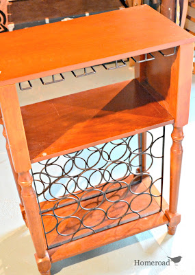 a wine rack cabinet gets a mellow yellow upgrade, painted furniture, Cute cabinet but an ugly wood color