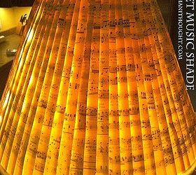 sheet music shade, crafts, home decor, The shade all lit up