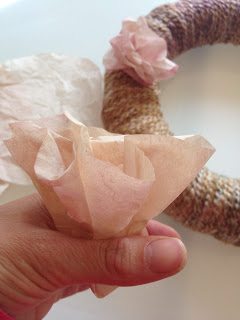 coffee filter and yarn wreath, crafts, wreaths, Died and Dried Coffee Filters