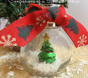 fun and easy salt shaker snow globes, christmas decorations, crafts, seasonal holiday decor, All you need is a salt shaker a tiny ornament and some faux snow for these waterless snow globes