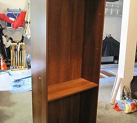 save on space by turning a bookcase into a desk here s how, painted furniture, repurposing upcycling, Bookcase Before The shelf you see stayed in place so that the wood for the desk piece could be attached