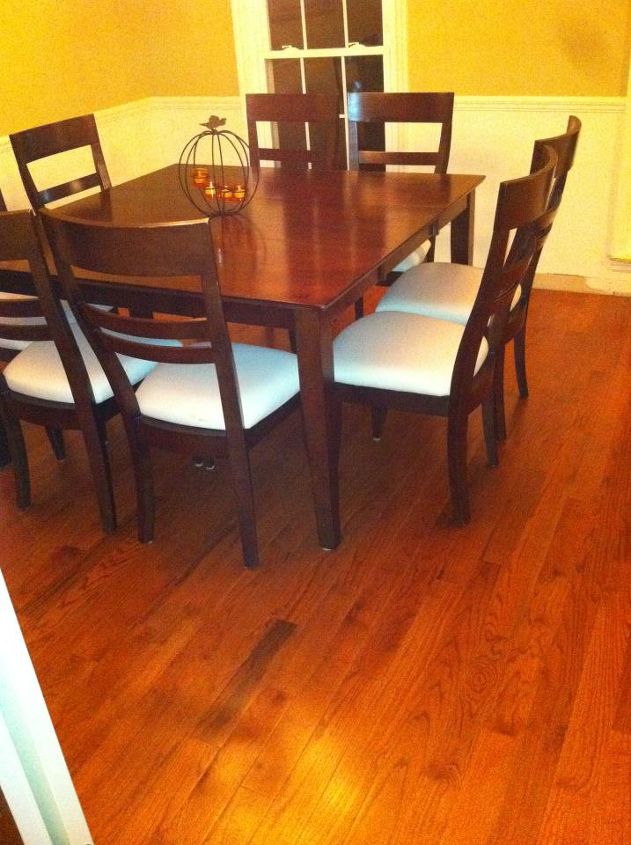 meu noivo um grande diyer e eu substitumos o tapete por piso de madeira real neste, sala de jantar finalizada