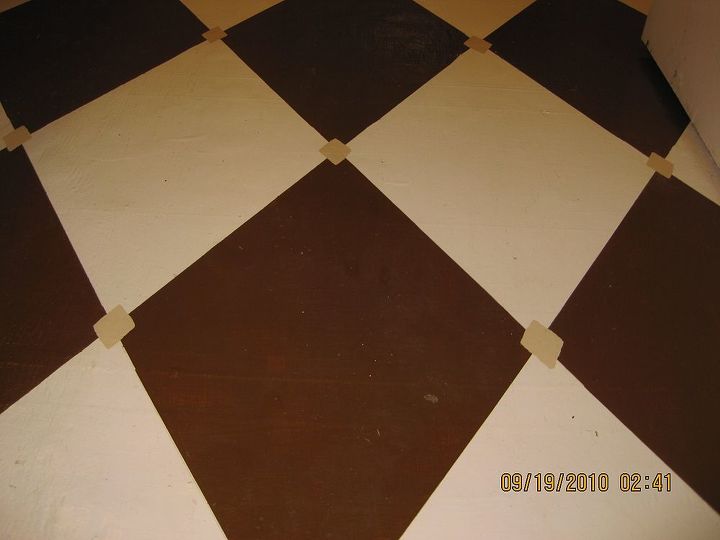 farmhouse bathroom floor, This is the finished floor close up to show detail of the small diamond decoration