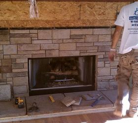 we removed the marble and wood from this fireplace and installed a no mortar cultured, home decor, No Mortar Stone Fireplace