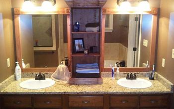 I used this idea and revamped my large bathroom mirror this weekend. Here are my photos.