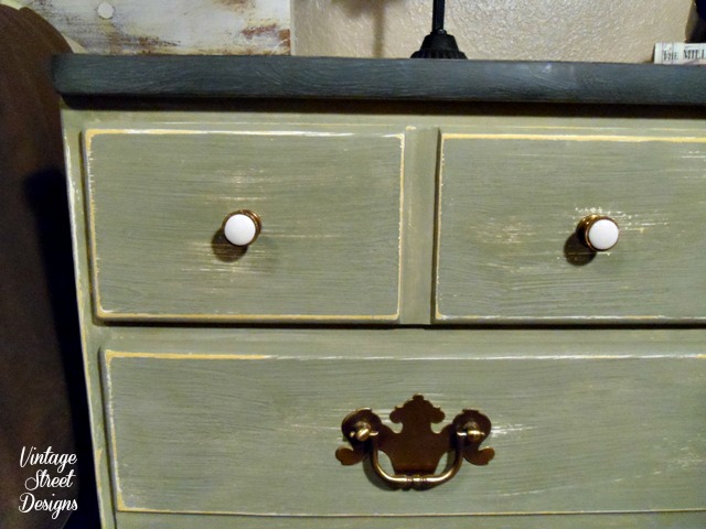 husband s nightstand reveal, chalk paint, painted furniture, Original knobs and pulls
