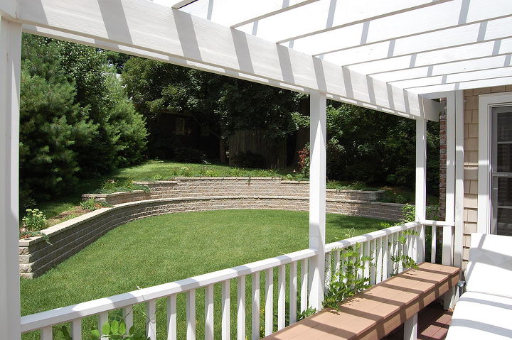 new deck amp pergola, decks, outdoor living, Room with a view of newly terraced backhill