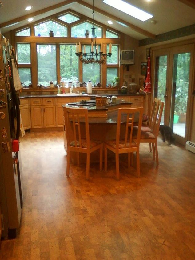 kitchen floor upgrade, flooring, home decor, kitchen design, tile flooring, Kitchen floor after Went with renewable cork flooring