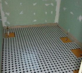update hubby got the bathroom floor down today what do ya think, bathroom ideas, flooring, I love my bathroom floor