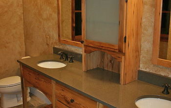 bathroom vanity, faux finish, cambria stone countertop, design, antique barn wood, hand made, repurposed, natural stone
