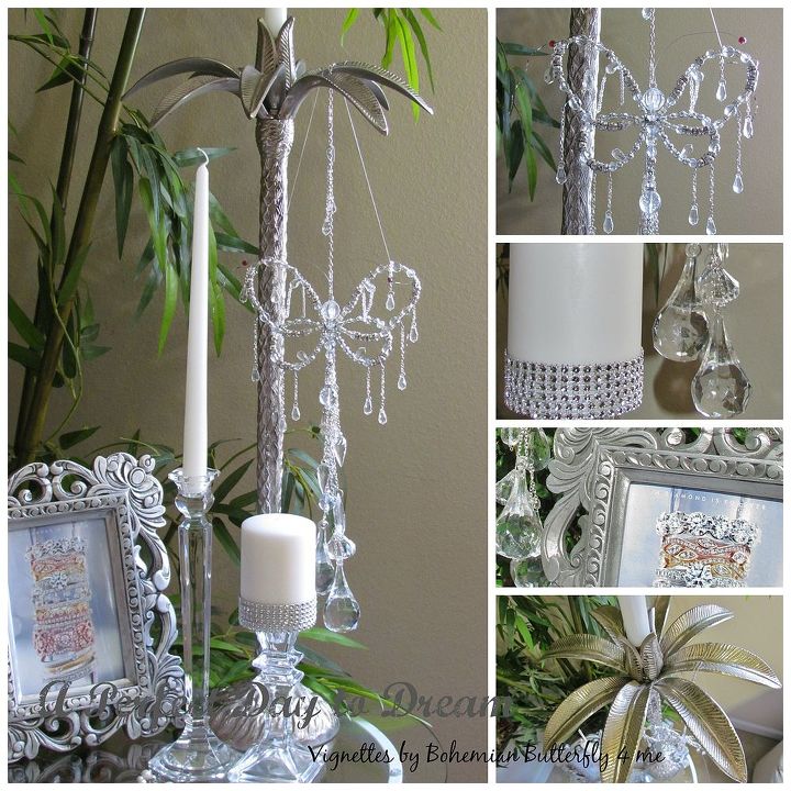 candle stick used to hang butterfly 3 of 5, crafts, home decor, repurposing upcycling, shabby chic