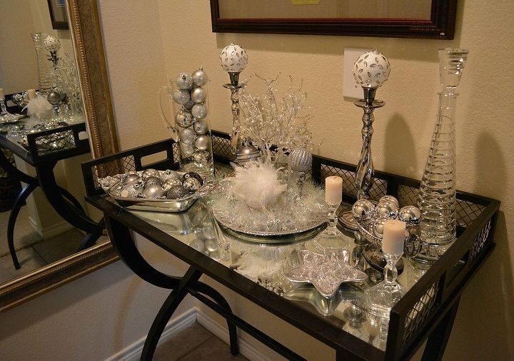 easy to create winter white vignette for the holidays, christmas decorations, seasonal holiday decor, Done You can easily do a winter white arrangement by just pulling things together from your home