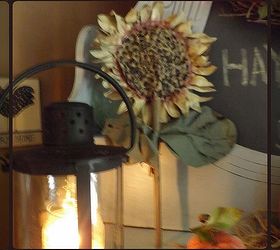 a fireplace addition and a giant paper bag crafted sunflower, crafts, repurposing upcycling, seasonal holiday decor, Just a brown bag ends up to be such a festive fall creation